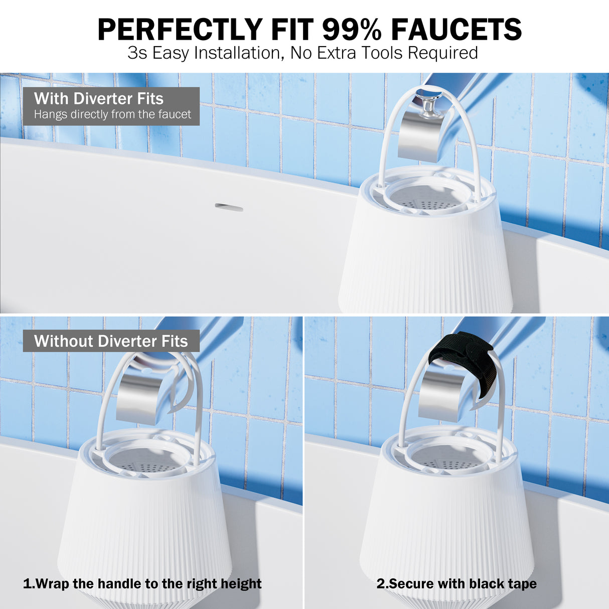 Dreamwills TF100 Bath Filter For Tub-Certified 15-Stages Bathtub Water Filter, Reduce 99% Heavy Metal, Chlorine,Hard Water Softener For Sensitive Skin,Body, Hair, BPA-Free|2500 Gallons(Upgrade Filter)